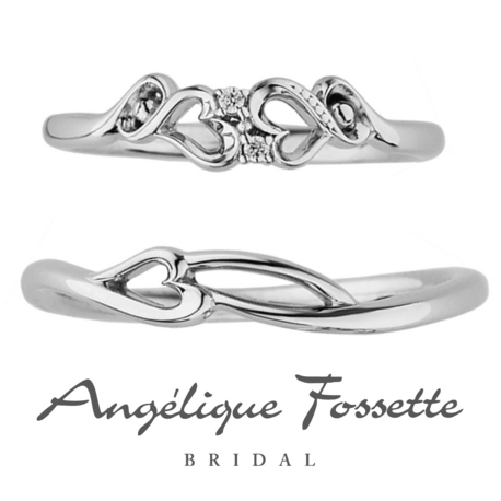 アンジェリック　フォセッテ　ブライダル:向かい合うハートがおふたりの想いを表現したロマンチックなマリッジリング。