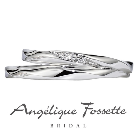アンジェリック　フォセッテ　ブライダル:多面体のデザインでリング表面の輝きが美しいマリッジリング。細身で着け心地も◎