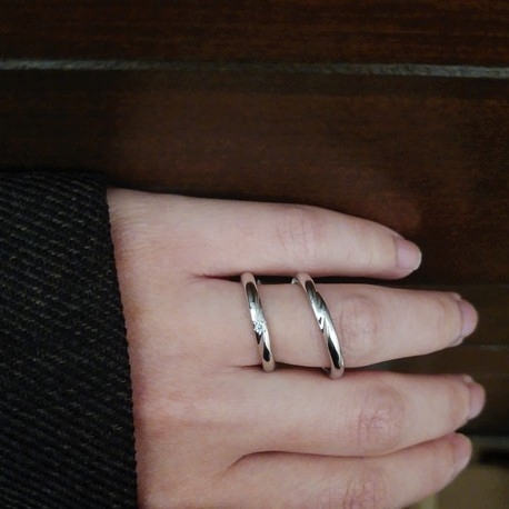 アンジェリック　フォセッテ　ブライダル:【ペア税込18万円】Pt950ハード使用、幅2.8ミリのシンプルな結婚指輪。