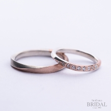 SUNDANCE　BRIDAL:【オーダーメイド結婚指輪】シャンパンゴールドとピンクゴールドのツイストマリッジ
