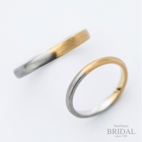 SUNDANCE　BRIDAL:【オーダーメイド結婚指輪】２色の素材を組み合わせたマット仕上げ-awaseru-