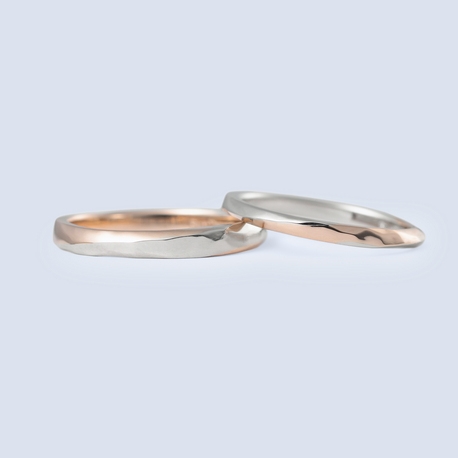SUNDANCE　BRIDAL:【オーダーメイド結婚指輪】プラチナとピンクゴールドのツイストラフカットマリッジ