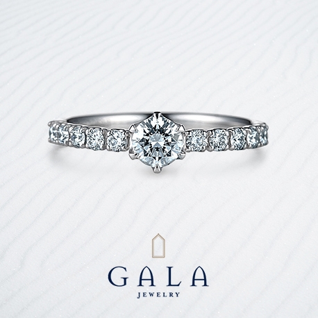 ＧＡＬＡ　ＪＥＷＥＬＲＹ:【GALA】正統派の6本爪、アームにもダイヤ散りばめた華やかなデザイン