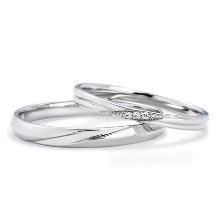 シンプルな中にさりげなくダイヤの輝く結婚指輪＊憧れのダイヤ×プラチナも予算内で