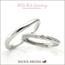 【ピンクダイヤモンドがやさしく輝く】細身デザインのリング♪♪