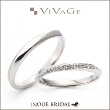 INOUE BRIDAL(イノウエ):婚約指輪との重ね付けが可愛い!ゆるやかにデザインされたダイヤのセッティングも☆