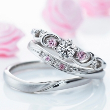 INOUE BRIDAL(イノウエ):ピンクダイヤモンド&プラチナ マリッジリング☆重ねづけにもお勧め☆゜。