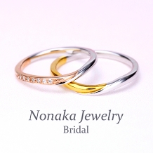 ＮＯＮＡＫＡ　ＪＥＷＥＬＲＹ（ノナカジュエリー）:【 珍しい プラチナとK18のコンビ結婚指輪 】※スーパーハードプラチナで作製可