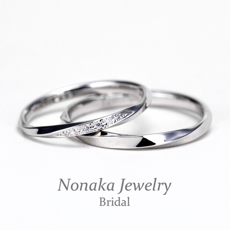 ＮＯＮＡＫＡ　ＪＥＷＥＬＲＹ（ノナカジュエリー）:【2本10万円未満】立体感のある斜めラインが魅力的、プラチナ製のお手頃な結婚指輪