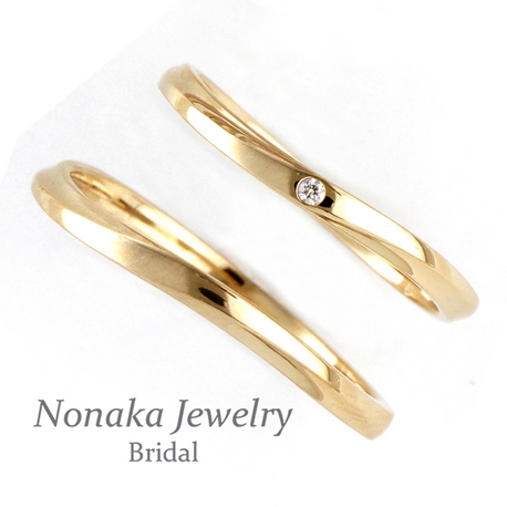 【鍛造】大変丈夫な細身でオシャレな鍛造結婚指輪、高品質H&Cダイヤ、K18YG
