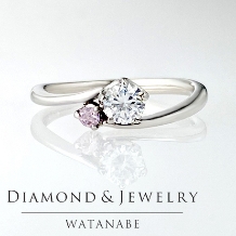 WATANABE／卸商社直営　渡辺:[0.309ct]シンプルデザインに華を添える天然ピンクダイヤを一石セット