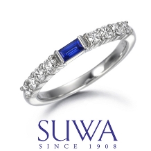 SUWA（スワ）バゲットカット サファイア　ダイヤモンド ハーフエタニティリング