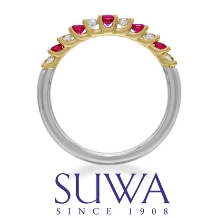 SUWA（スワ）ルビー　ダイヤモンド　エアセッティング　 ハーフエタニティリング