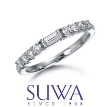 ANSHINDO BRIDAL（安心堂）:SUWA（スワ）バゲットカット サファイア　ダイヤモンド ハーフエタニティリング