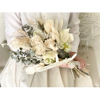 Bouquet DECO33,000円繊細な白・グレージュのドライフラワーと造花の 