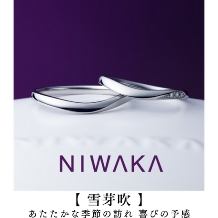 NIWAKA正規取扱１級ジュエリーコーディネーターの指輪店ビジュトリーヨシダ:小さな春の訪れに、温かな喜びが芽吹く二人の未来を重ねた【雪芽吹（ゆきめぶき）】