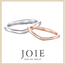 JOIE de treat. (ジョア ドゥ トリート）:【ジョア ドゥ トリート】ピンクゴールドに3石のダイヤきらめく曲線フォルムの指輪
