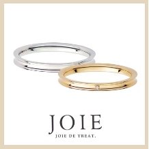JOIE de treat. (ジョア ドゥ トリート）:【お揃いのデザイン】四角いフォルムが大人の余裕を感じさせるゴールドの指輪