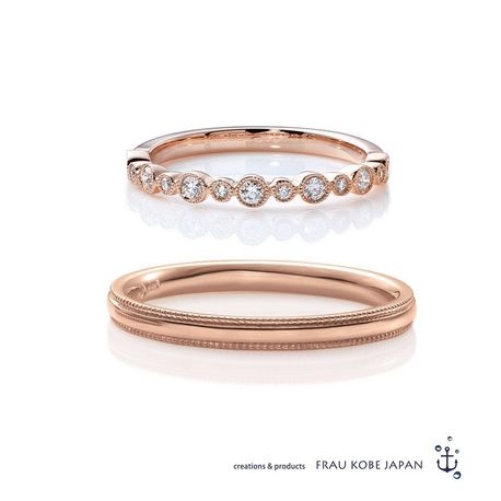 FRAU KOBE JAPAN／フラウ コウベ ジャパン:'フルッター(M)'／繊細なミル打ち細工とリズミカルなダイヤが魅力