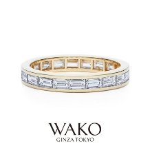和光ブライダルブティックギンザ:透明感のある輝きを放つバゲットカットのダイヤが特徴