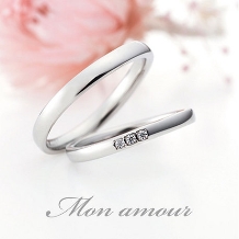 ダイヤモンド3石のシンプルな結婚指輪【モナムール】フューシャ