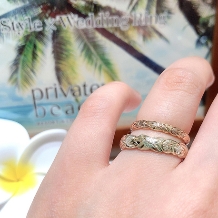ETERNAL FIRST DIAMOND:ハワイアンジュエリー結婚指輪 人気の彫り模様【プライベートビーチ】NAO さざ波