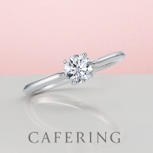 いしおか本店 ブライダルサロン:カフェリング  ダイヤモンドが薬指に浮かんで見える上品な輝き。モダンなデザイン