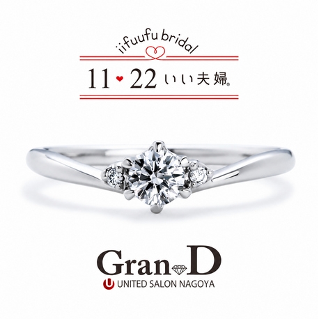 Gran-D (グランディー):【いい夫婦ブライダル/彩り】天然ダイヤ込みの嬉しい価格。プラチナの婚約指輪