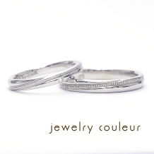 手づくり指輪工房　jewelry couleur（ジュエリークルール）:【手づくり】斜めのミルラインが美しい結婚指輪_135