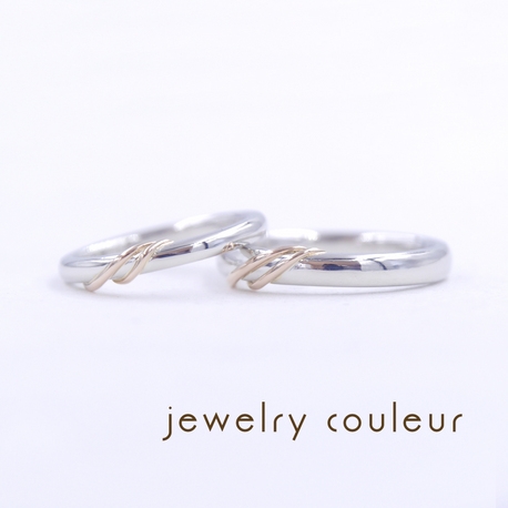 手づくり指輪工房　jewelry couleur（ジュエリークルール）:【オーダー】ピンクゴールドがポイント◆流れるデザインが立体的な結婚指輪_060