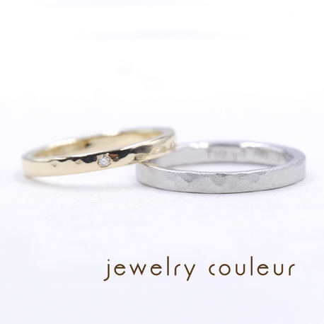 手づくり指輪工房　jewelry couleur（ジュエリークルール）:【手づくり】シンプルで着けやすい槌目の結婚指輪◆手作りの雰囲気を大切に_093