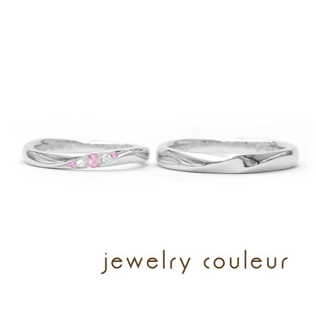 手づくり指輪工房　jewelry couleur（ジュエリークルール）:【手づくり】それぞれのお好みのラインで◆波とストレートの結婚指輪_131
