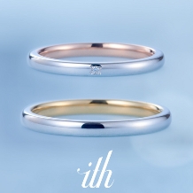【ノクターン】プラチナ×ゴールドで細身に仕上げたコンビカラーの結婚指輪