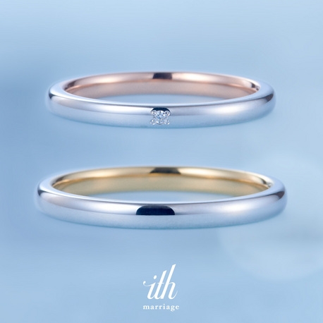 ｉｔｈ（イズ）:【ノクターン】プラチナ×ゴールドで細身に仕上げたコンビカラーの結婚指輪