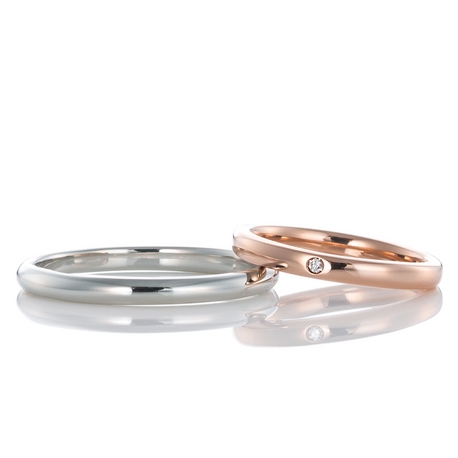 結婚指輪手作り.com:結婚指輪手作り.com （ピンクゴールドとプラチナのシンプルリング）