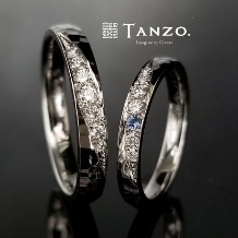 ＴＡＮＺＯ．(鍛造指輪):[TANZO]お揃いの右上がりのダイヤモンドが煌めく結婚指輪