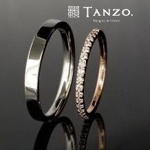 ＴＡＮＺＯ．(鍛造指輪):[TANZO]平打ちとハーフエタニティーが素敵な結婚指輪