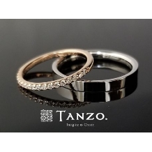 ＴＡＮＺＯ．(鍛造指輪):[TANZO]平打ちとハーフエタニティーが素敵な結婚指輪