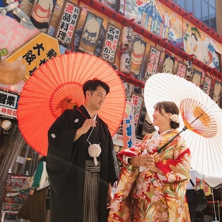【大阪ロケ】通天閣★思い出の街で楽しく撮影★本格衣裳フォト婚プラン＜全データ込＞