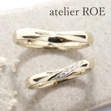 atelier ROE_ふたりで作る特別な手作り結婚指輪【肌なじみの良いゴールドをダイヤモンドアレンジ】