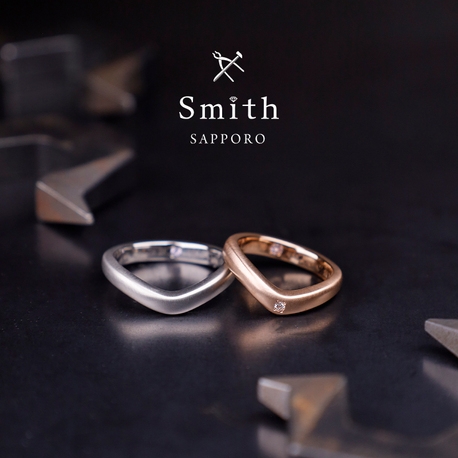 工房Ｓｍｉｔｈ（スミス）札幌店:マリッジリング～ウエーブ・ダイヤ付～