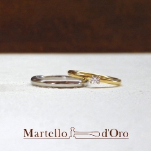 Ｍａｒｔｅｌｌｏ　ｄ’Ｏｒｏ　（マルテロドーロ）:《ふたりの手作り結婚指輪》K18YG＆ダイヤモンド0.1ct／K18WG
