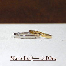 《ふたりの手作り結婚指輪》K18YG&ダイヤ1.35mm1ピース／Pt900