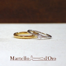 Ｍａｒｔｅｌｌｏ　ｄ’Ｏｒｏ　（マルテロドーロ）:《ふたりの手作り結婚指輪》 Pt900＆ダイヤモンド0.1ct／K18YG