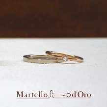 《ふたりの手作り結婚指輪》 K18PG＆ダイヤモンド0.03ct／K18WG