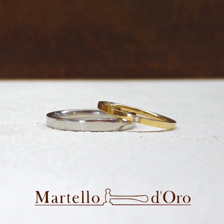 Ｍａｒｔｅｌｌｏ　ｄ’Ｏｒｏ　（マルテロドーロ）:《ふたりの手作り結婚指輪》K18イエローゴールド&ダイヤ／プラチナ900