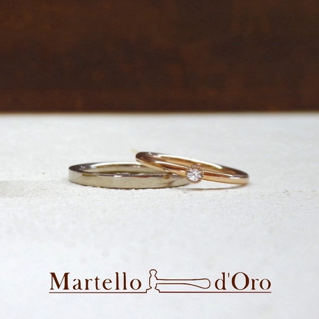 Ｍａｒｔｅｌｌｏ　ｄ’Ｏｒｏ　（マルテロドーロ）:《ふたりの手作り結婚指輪》 K18ピンクゴールド＆ダイヤ／K18ホワイトゴールド