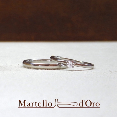 Ｍａｒｔｅｌｌｏ　ｄ’Ｏｒｏ　（マルテロドーロ）:《ふたりの手作り結婚指輪》 Pt900＆ダイヤモンド0.1ct／K18YG