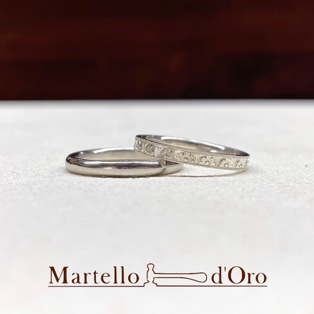 Ｍａｒｔｅｌｌｏ　ｄ’Ｏｒｏ　（マルテロドーロ）:模様彫り”グラス”《手作り結婚指輪に当店だけの特別加工》