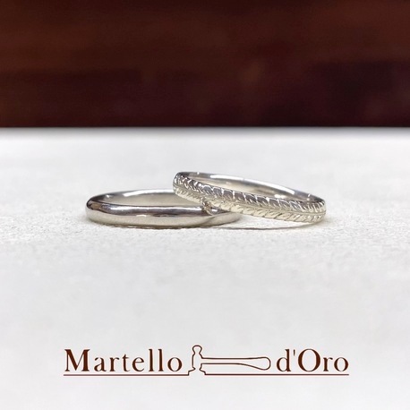 Ｍａｒｔｅｌｌｏ　ｄ’Ｏｒｏ　（マルテロドーロ）:模様彫り”オリーブ”《手作り結婚指輪に当店だけの特別加工》
